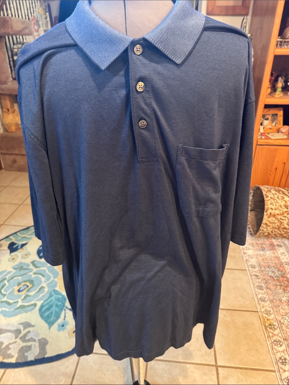 Van Heusen Men's Dark Blue Polo with Chest Pocket Size 3XL